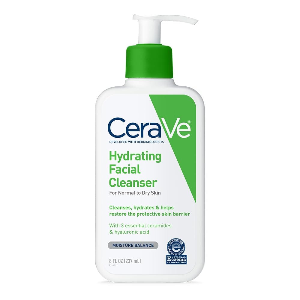 CeraVe Hydrating Facial Cleanser 237ml – Gentle Moisturizing Face Wash for Normal to Dry Skin | With Ceramides & Hyaluronic Acid